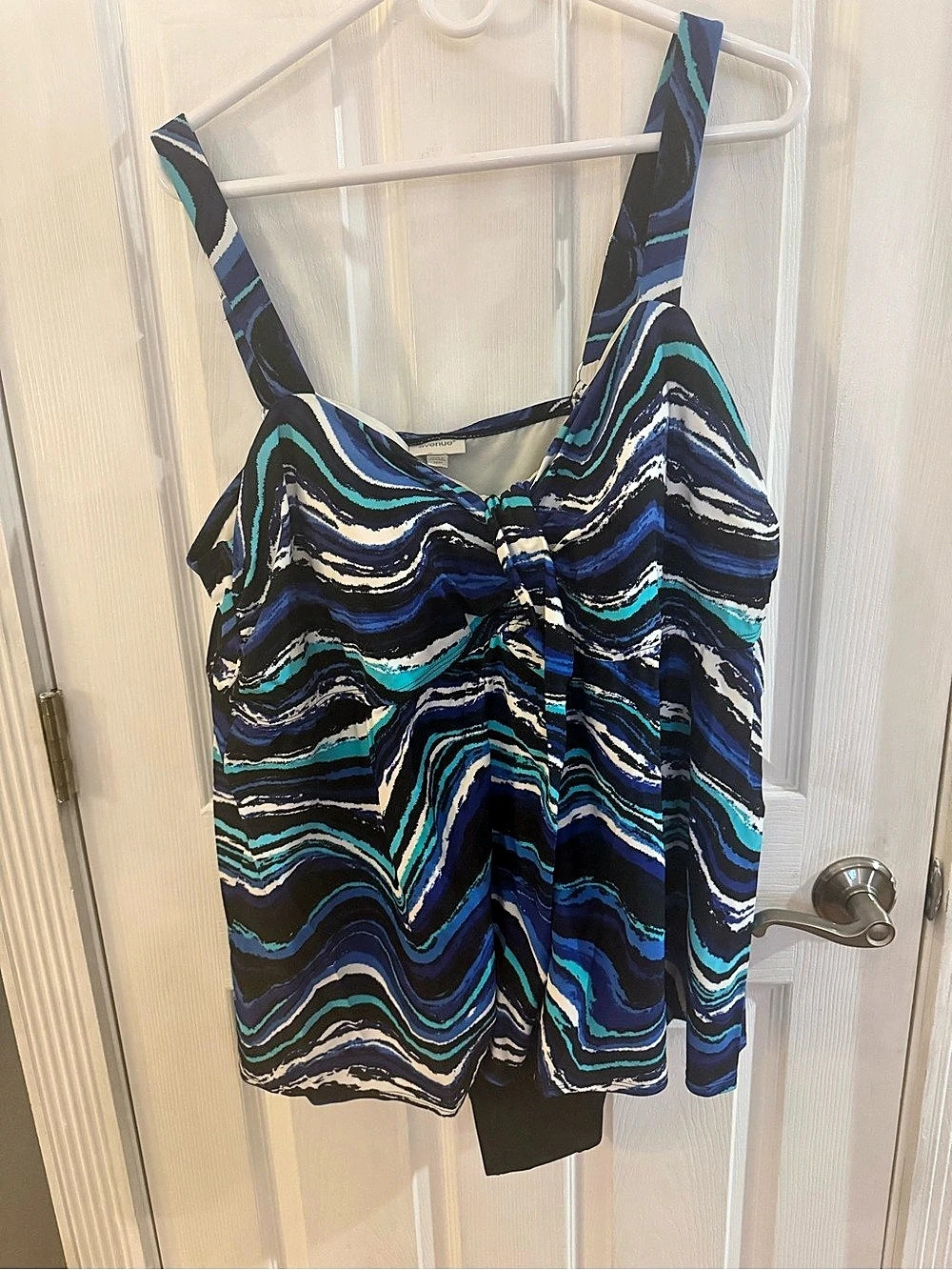 Avenue Abstract One-Piece Swimsuit in Blue & Black 26W Like New